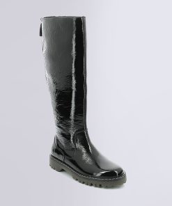 Kickers Femme Chaussures Kick Deckboot Noir Vernis | Noir